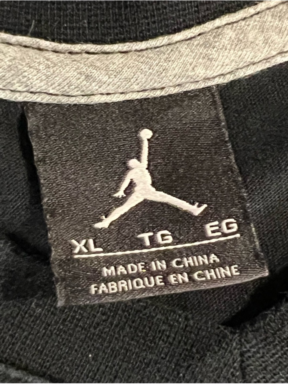 Jordan Men's Black Short Sleeve V-Neck Tee with Red Jumpman and Gray Accent - Picture 8 of 8